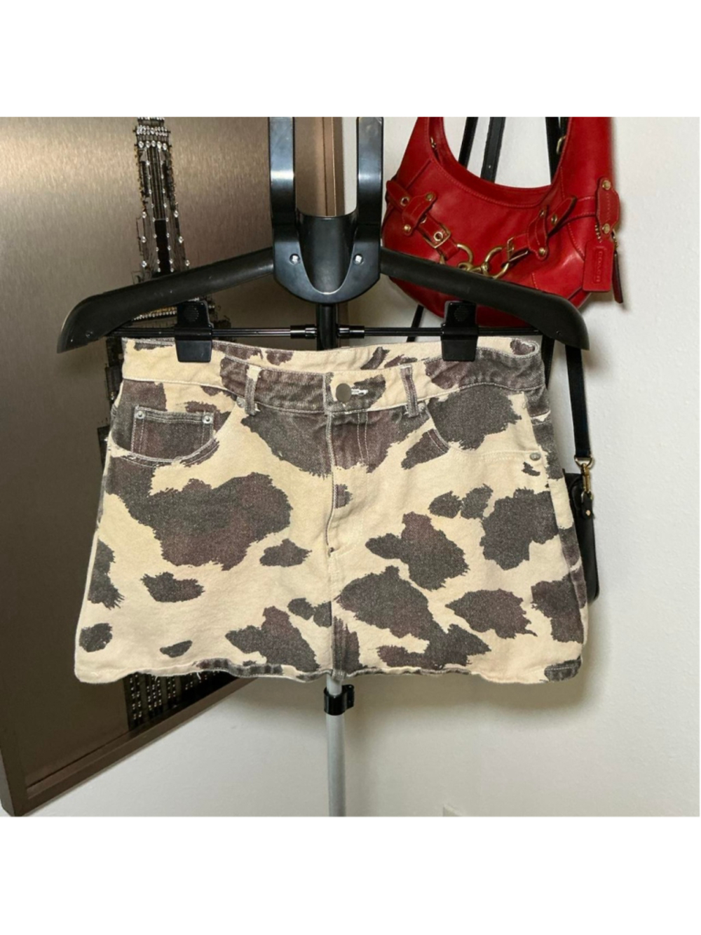 Lelis Collection Cow Print Denim Mini Skirt Size M Y2K Western